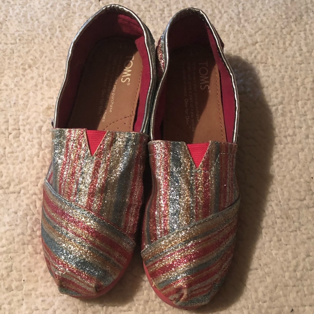 Girl’s Youth TOMS Size 1 Multi Metallic Shoes